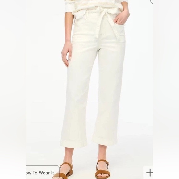NEW J.Crew Preppy White Jean Size 27 Paper Bag Waist Cute Casual Summer Pant - Picture 1 of 4